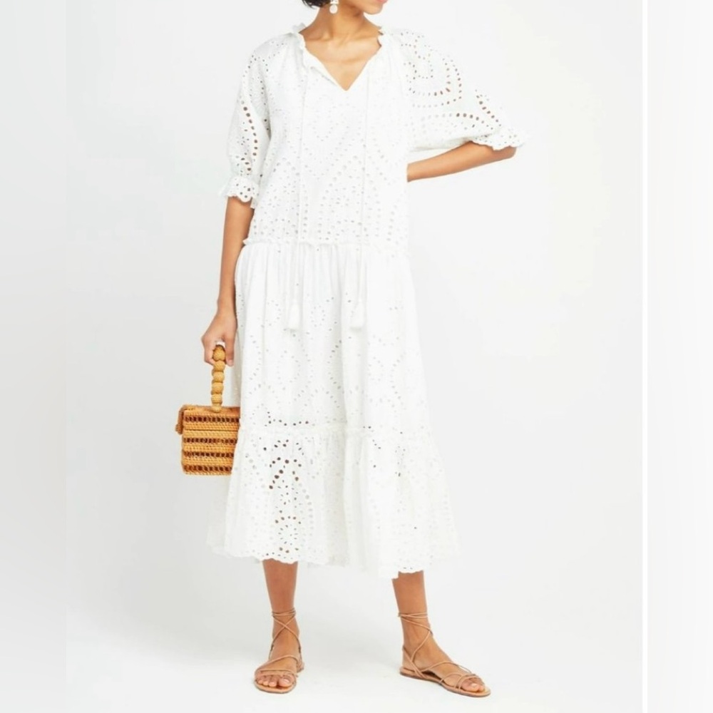 OPT White Eyelet Puff Sleeve dress
